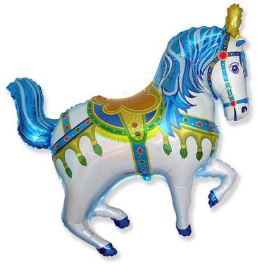 Balón fóliový 99 cm cirkusový kôň modrý