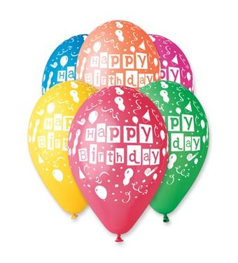 Balón Happy Birthday 26 cm 100 ks