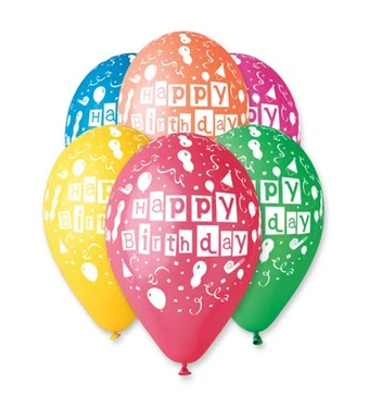 Balón Happy Birthday 26 cm 100 ks