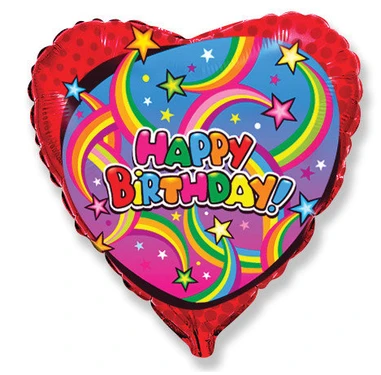 Balón fóliový 45 cm Happy Birthday hviezdy