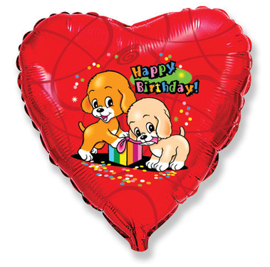 Balón fóliový 45 cm Happy Birthday psy