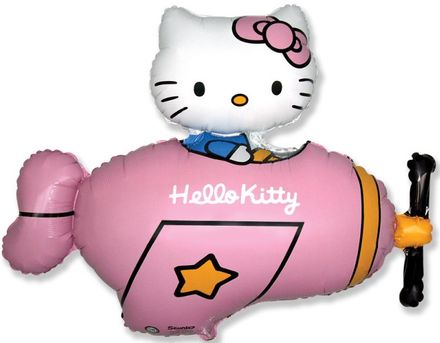 Balón fóliový 92 cm Hello Kitty lietadlo ružové