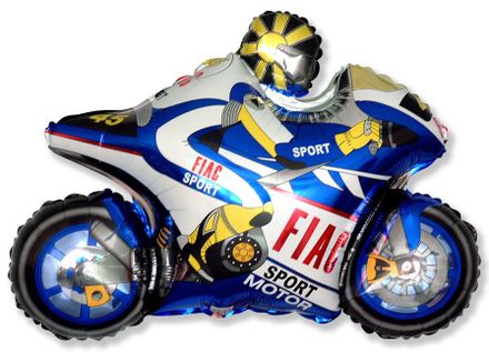 Balón fóliový 35 cm motorka modrá